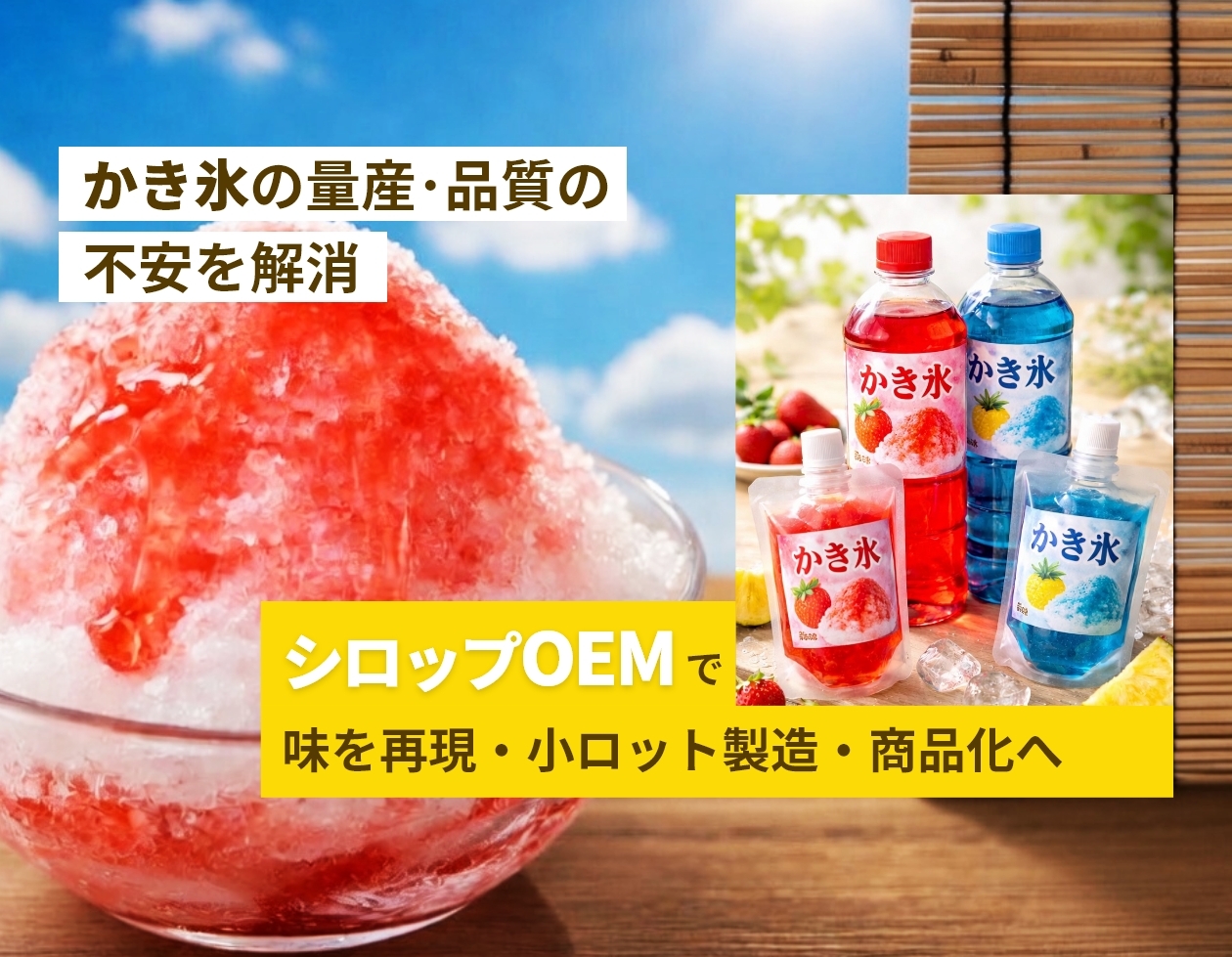 かき氷の量産・品質不安を解消｜再現性と小ロットで実現するシロップOEM
